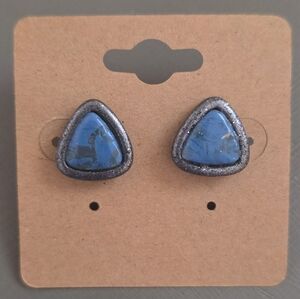 Blue Statement Stud Earrings